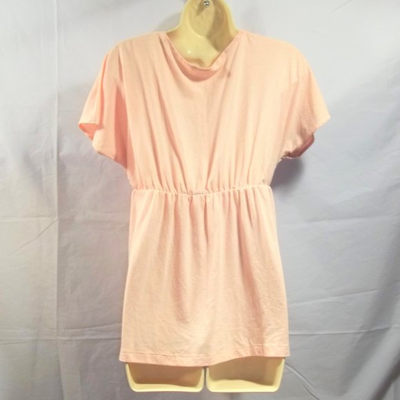 CR Charlotte Russe Womens Top Blouse Size M Flowers V-Neck Short Sleeve Pink - Picture 2 of 4